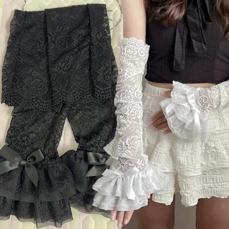 Fingerless Glove Knit - قفازات طويلة الأكمام من الدانتيل المفرغ