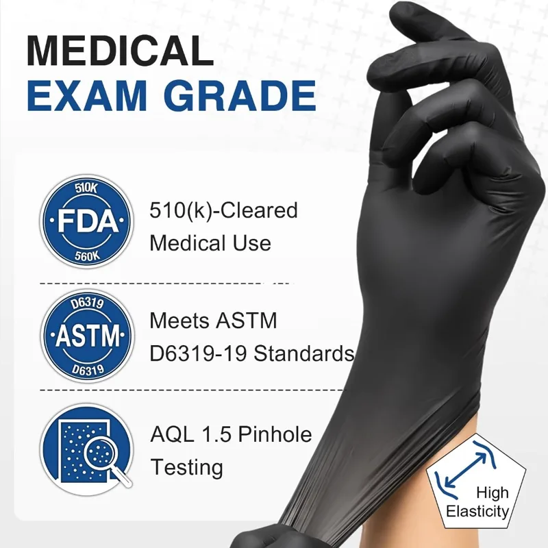Exam Glove Nitrile - قفازات نيتريل سوداء للاستخدام مرة واحدة