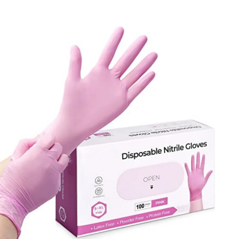 Latex Disposable Glove - قفازات النتريل الوردية للاستخدام مرة واحدة