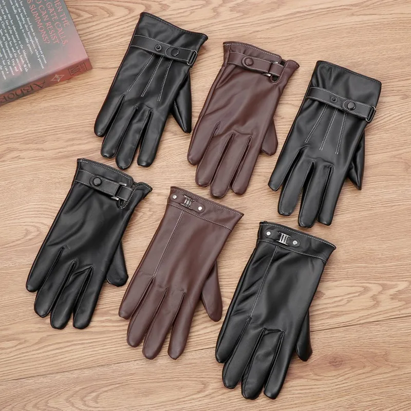 Leather Driving Glove - الرجال الصوف قفازات جلدية الحرارية ،
