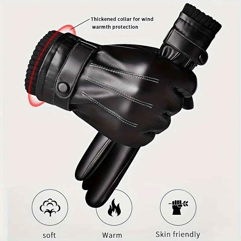 Leather Driving Glove - 1 زوج قفازات الشتاء الدافئة القيادة