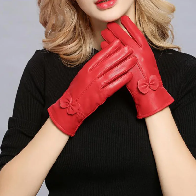 Wool Glove Lined - قفاز نسائي شتوي دافئ من الجلد