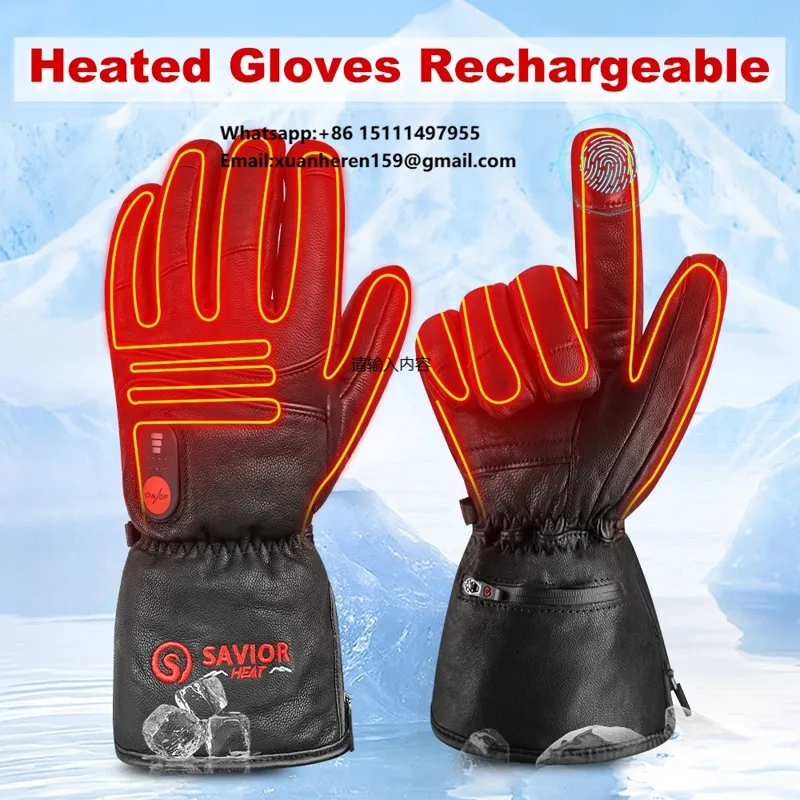 Ski Glove Waterproof - قفازات جلدية مدفأة للرجال والنساء، مقاومة