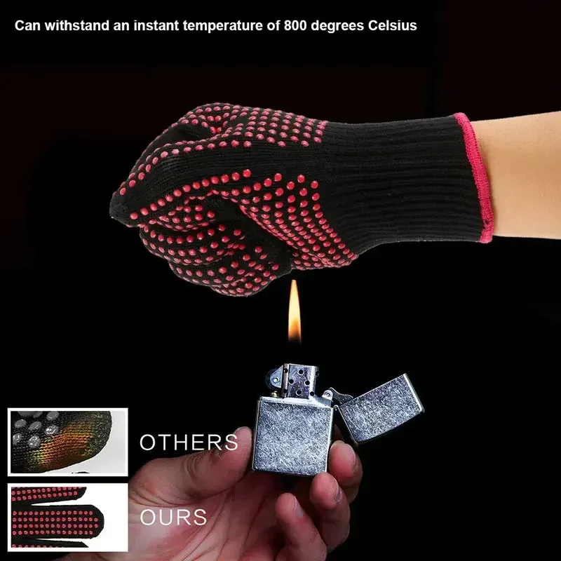 Oven Mitt Silicone - 1 زوج قفازات شواء سيليكون غير