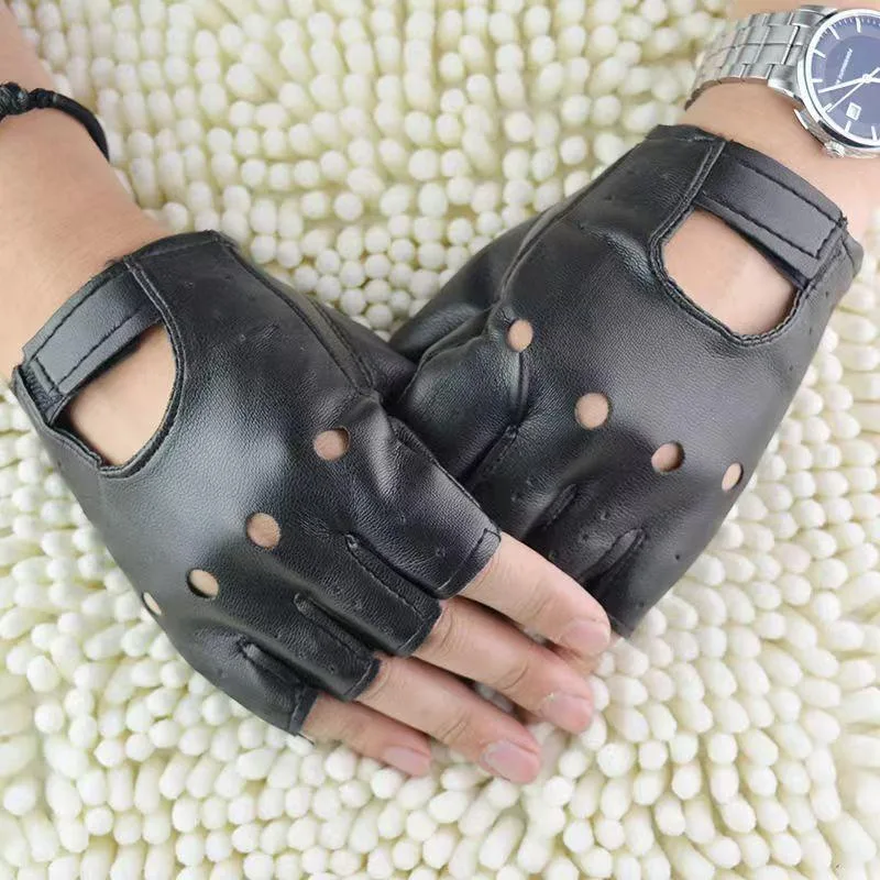 Leather Driving Glove - قفازات رجالية نصفية الأصابع من الجلد