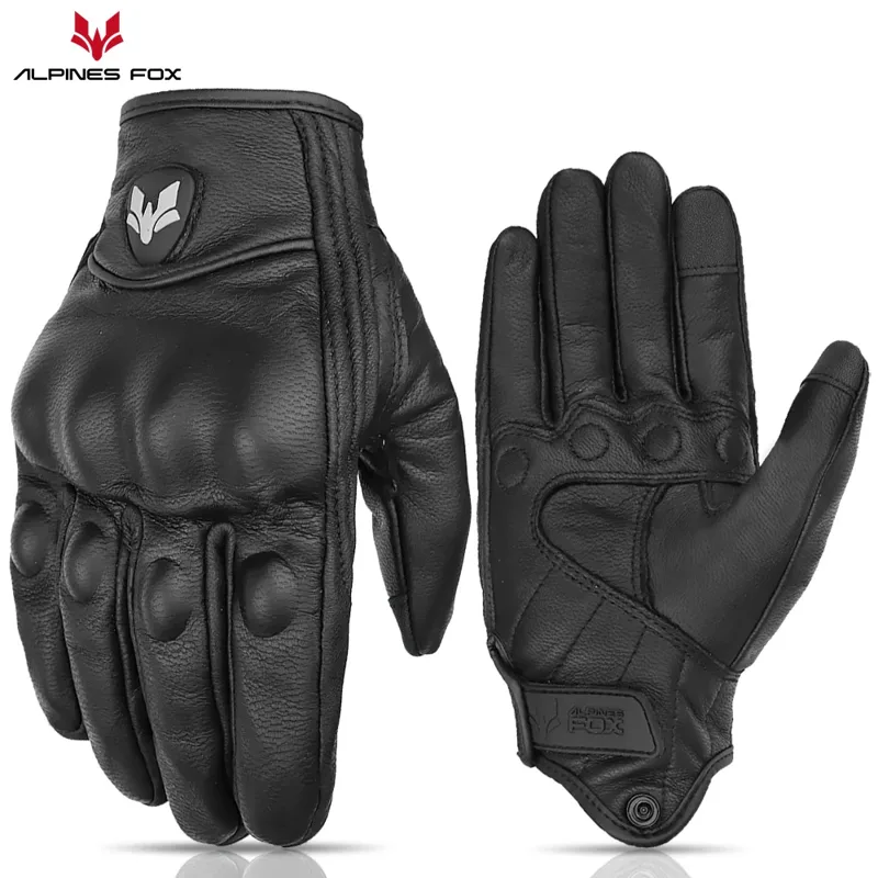 Motorcycle Glove Knuckle - قفازات جلدية عتيقة للدراجات النارية للجنسين
