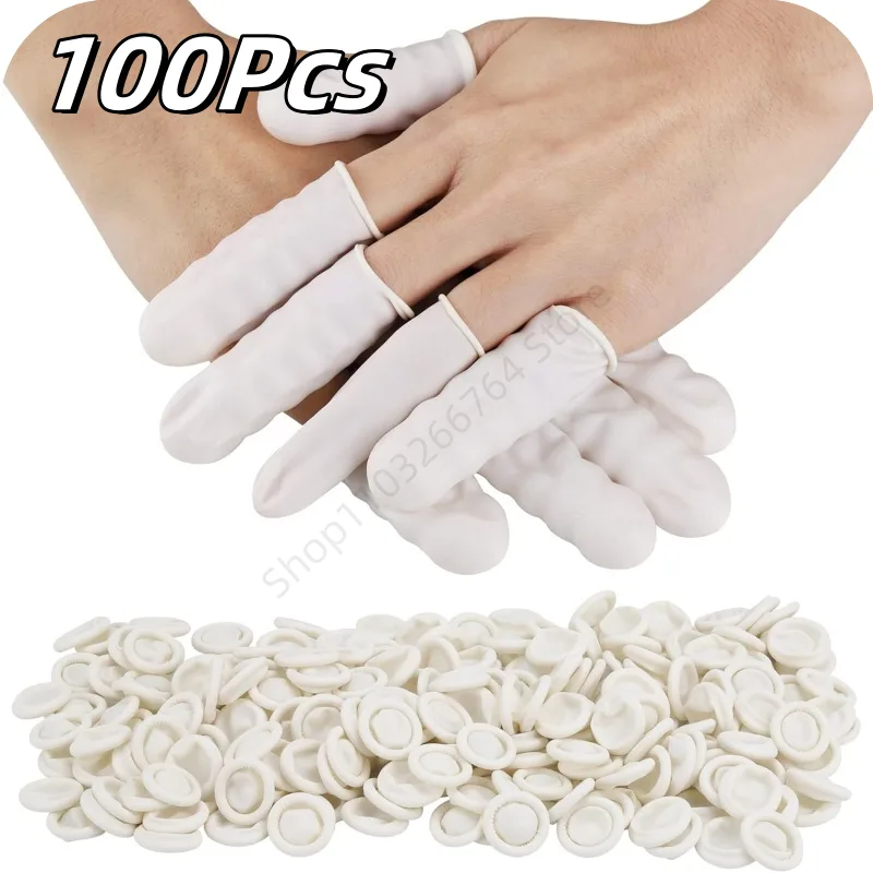Latex Disposable Glove - 100 قطعة قفازات حماية لأطراف الأصابع