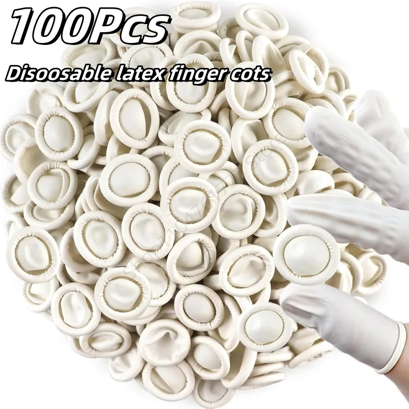 Latex Disposable Glove - 100 قطعة من أغطية الأصابع المطاطية