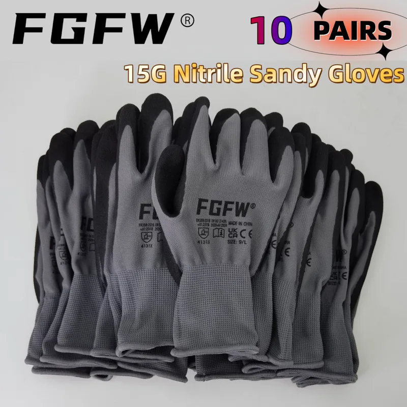 Nitrile Mechanic Glove - قفازات عمل رمادية من النتريل مكونة