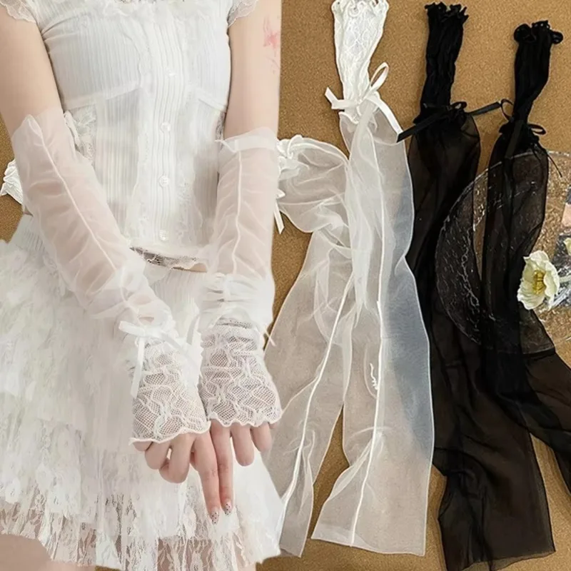 Fingerless Glove Knit - قفازات شبكية شفافة بتصميم Y2K مع