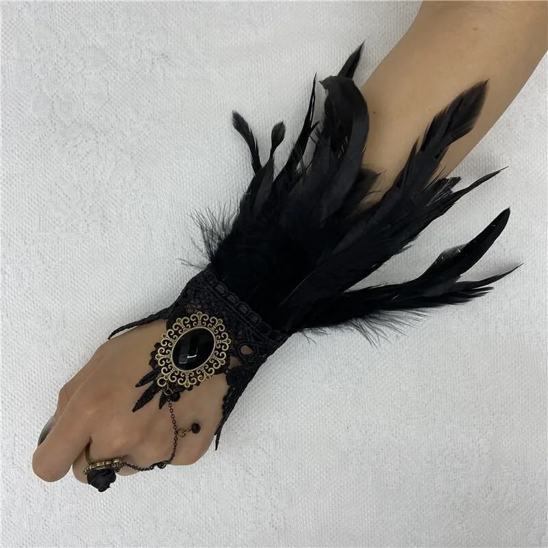 Motorcycle Glove Knuckle - هالوين ريشة الدانتيل قفازات أصابع قفازات