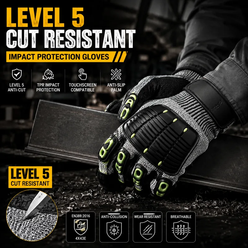 Work Glove Impact - قفازات مقاومة للقطع من المستوى 5،