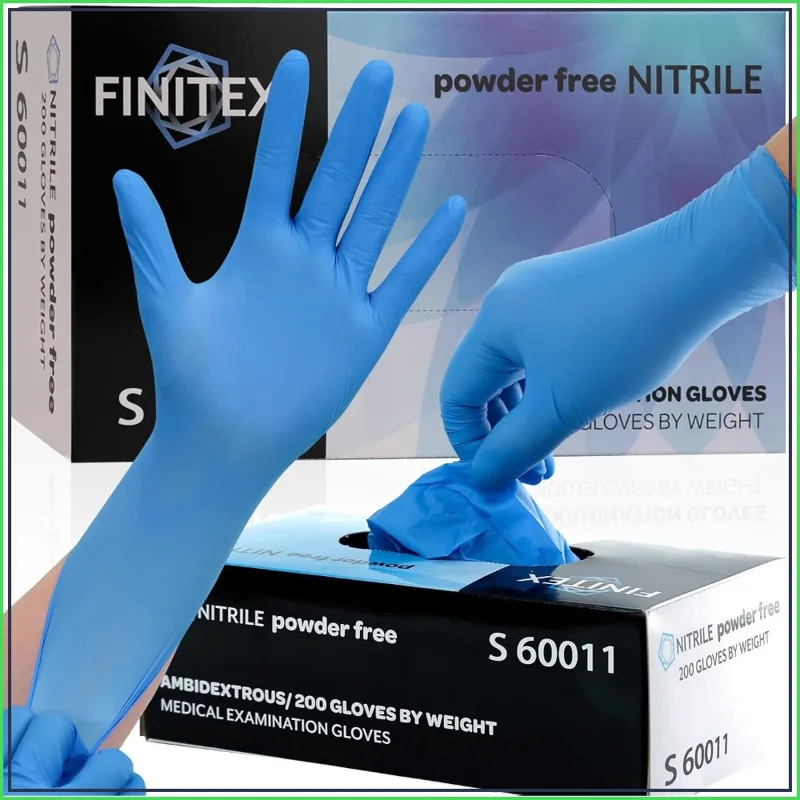 Exam Glove Nitrile - قفازات نيتريل زرقاء للاستخدام مرة واحدة