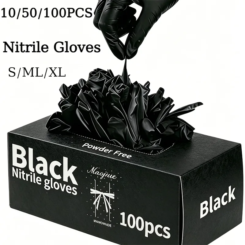 Nitrile Mechanic Glove - 10/50/100 قطعة قفازات نتريل سوداء للاستخدام