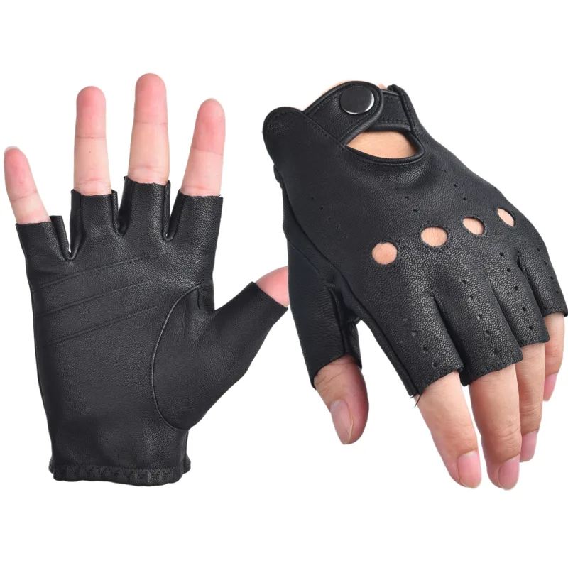 Leather Driving Glove - قفازات رجالي بدون أصابع نصف اصبع