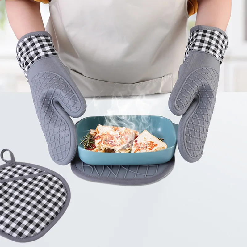 Oven Mitt Silicone - قفازات سيليكون معزولة مقاومة للحرارة ،