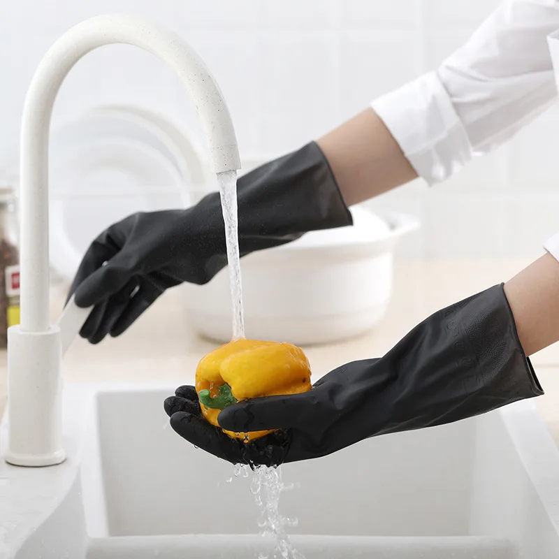 1 زوج قفازات سوداء المنزل غسل  - مراجعة Dish Glove Rubber وسعره