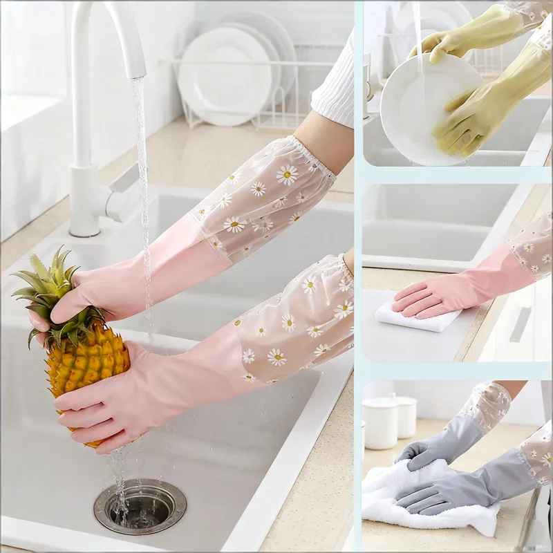 1 زوج قفازات مطاطية طويلة الأك - مراجعة Dish Glove Rubber وسعره