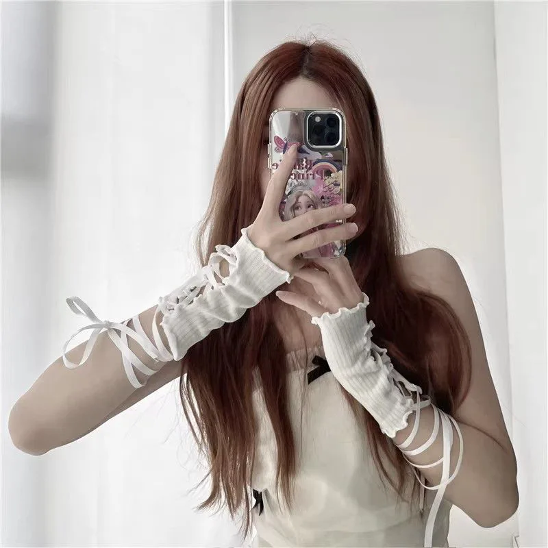 أكمام نسائية بدون أصابع برباط، - مراجعة Fingerless Glove Knit وسعره
