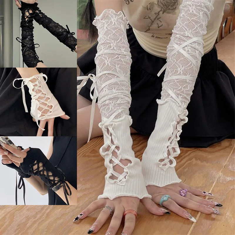 أكمام نسائية بدون أصابع برباط، - مراجعة Fingerless Glove Knit وسعره