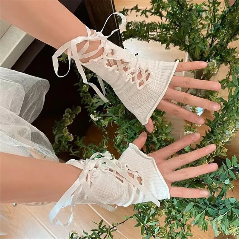 أكمام نسائية بدون أصابع برباط، - مراجعة Fingerless Glove Knit وسعره