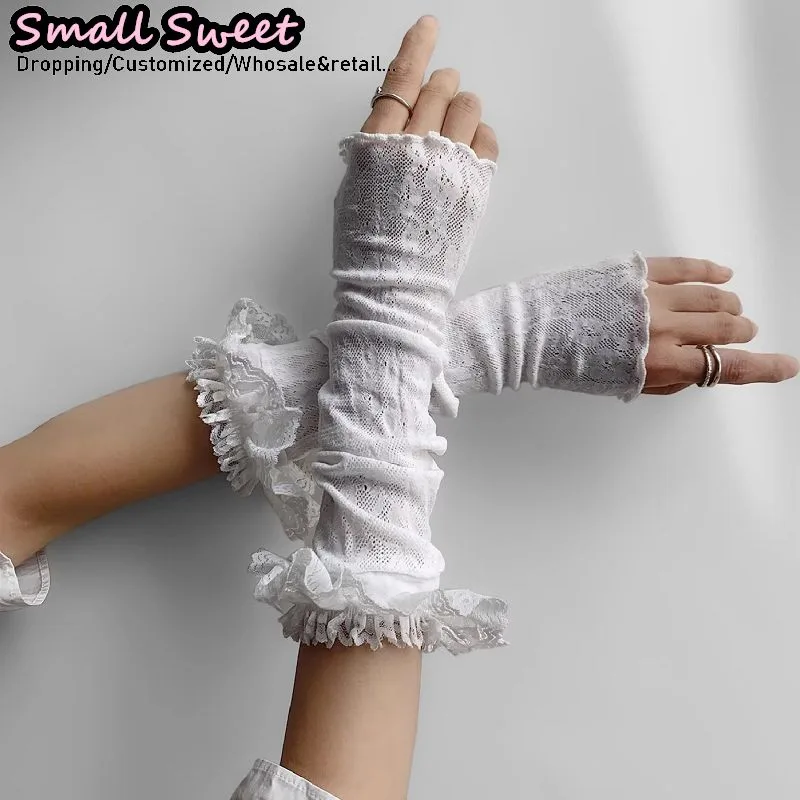 أغطية ذراع نسائية بيضاء على طر - مراجعة Fingerless Glove Knit وسعره