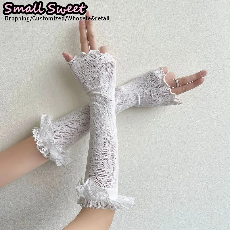 أغطية ذراع نسائية بيضاء على طر - مراجعة Fingerless Glove Knit وسعره