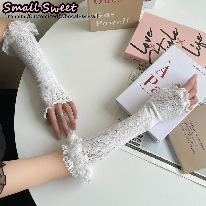أغطية ذراع نسائية بيضاء على طر - مراجعة Fingerless Glove Knit وسعره