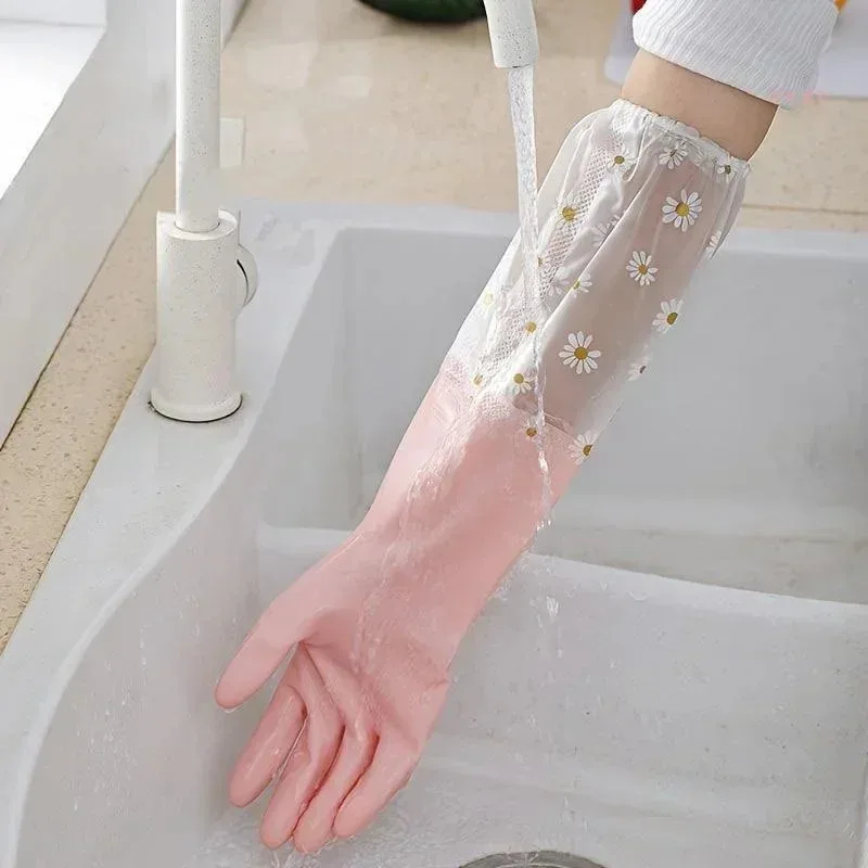 قفازات مطاطية طويلة الأكمام لل - مراجعة Dish Glove Rubber وسعره