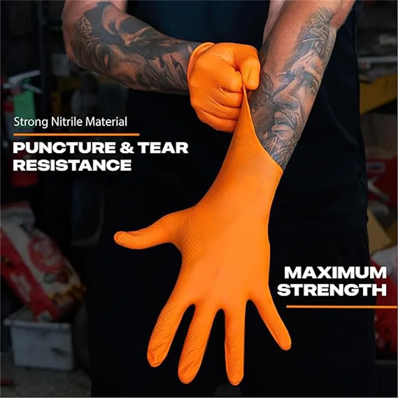 8mil الثقيلة الصناعية البرتقال - مراجعة Nitrile Mechanic Glove وسعره