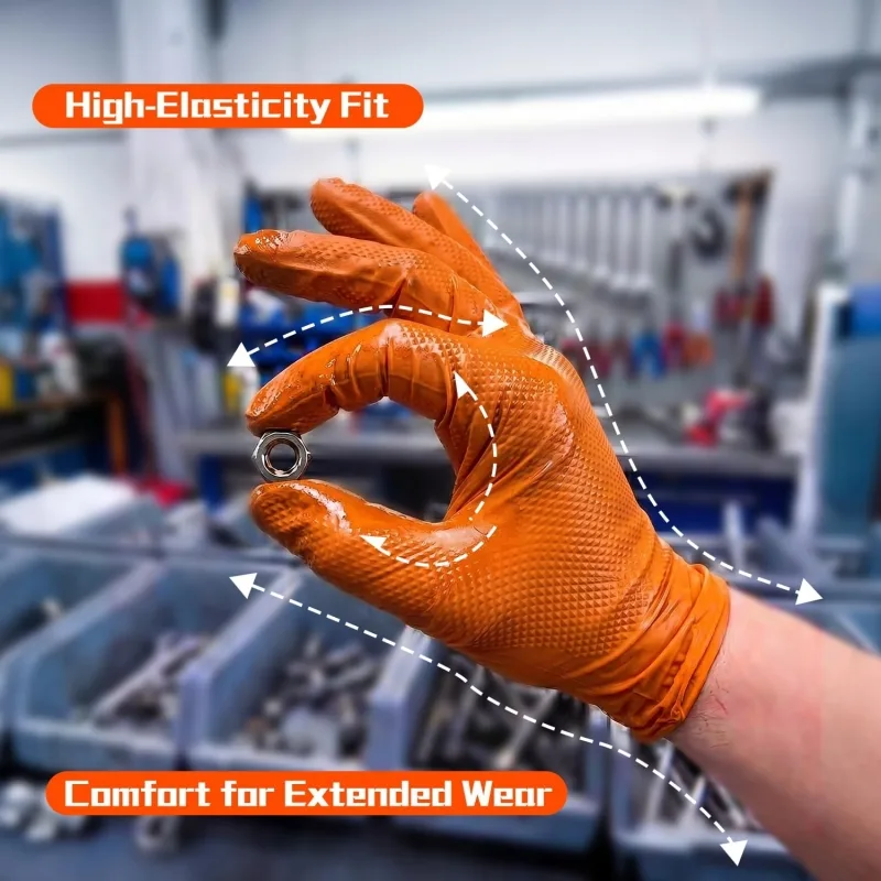 قفازات نتريل برتقالية اللون لل - مراجعة Nitrile Mechanic Glove وسعره