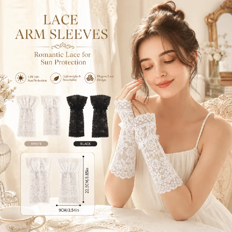 أكمام دانتيل مزينة بكشكشة وطيا - مراجعة Fingerless Glove Knit وسعره