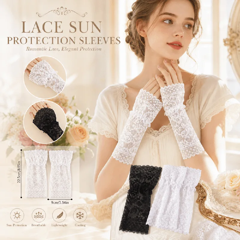 أكمام دانتيل مزينة بكشكشة وطيا - مراجعة Fingerless Glove Knit وسعره