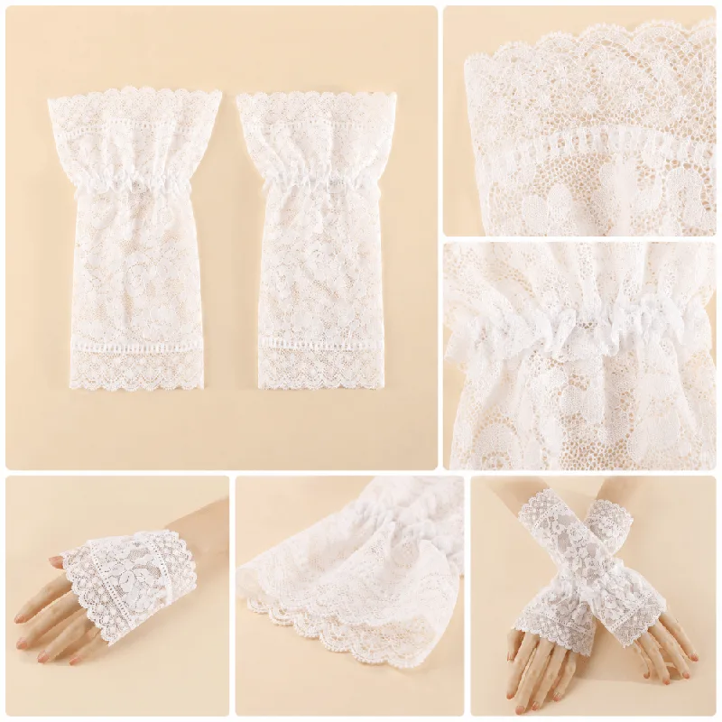 أكمام دانتيل مزينة بكشكشة وطيا - مراجعة Fingerless Glove Knit وسعره