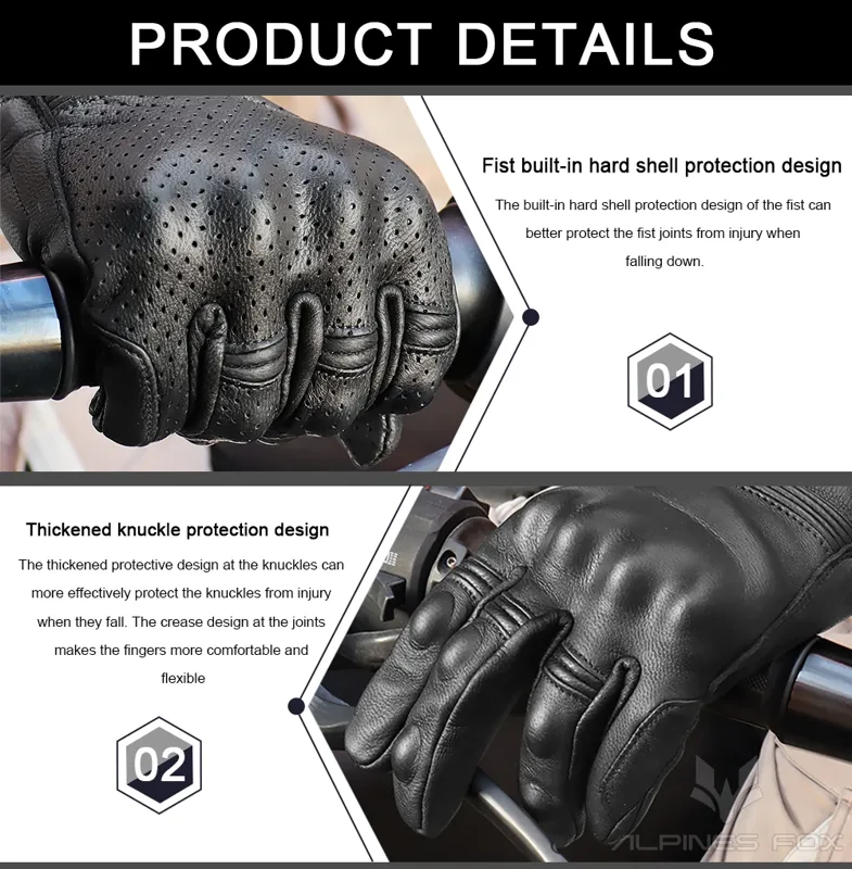 قفازات جلدية عتيقة للدراجات ال - مراجعة Motorcycle Glove Knuckle وسعره