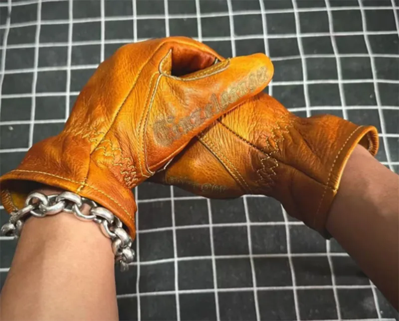 اليدوية جلد طبيعي الرجعية دراج - مراجعة Motorcycle Glove Knuckle وسعره