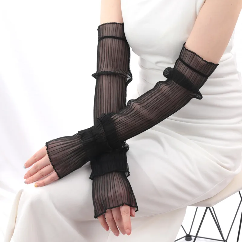 1 زوج الحرير الجليد طويلة الأك - مراجعة Fingerless Glove Knit وسعره