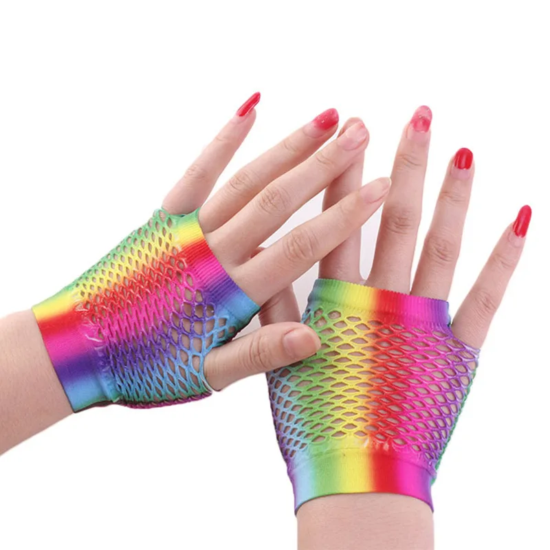 السيدات مثير قوس قزح اللون قصي - مراجعة Fingerless Glove Knit وسعره