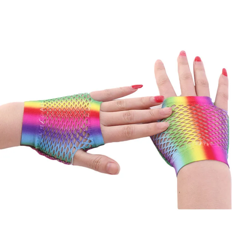 السيدات مثير قوس قزح اللون قصي - مراجعة Fingerless Glove Knit وسعره