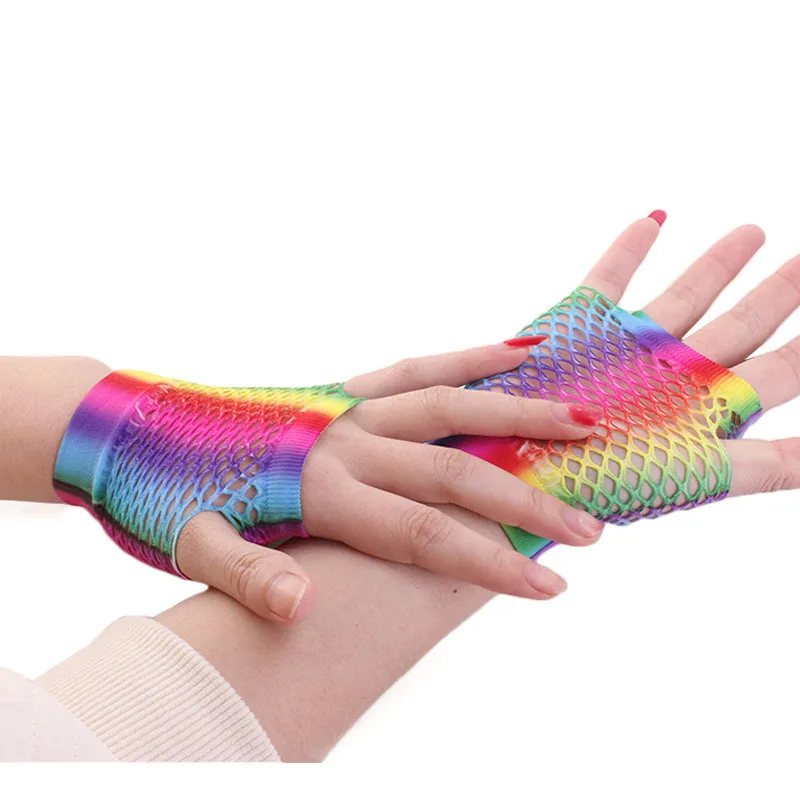 السيدات مثير قوس قزح اللون قصي - مراجعة Fingerless Glove Knit وسعره