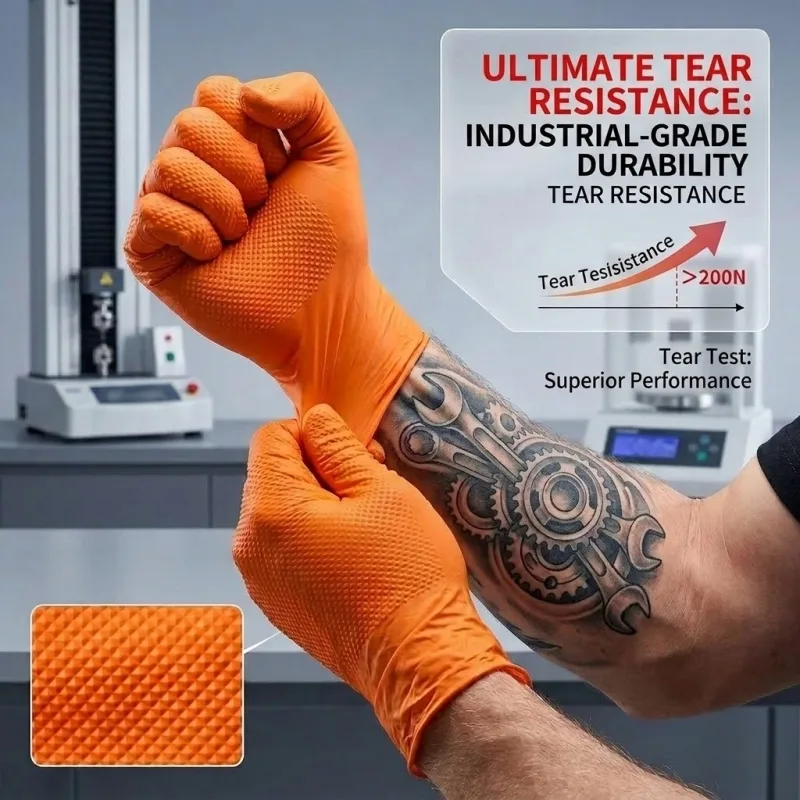 قفازات النتريل البرتقالية شديد - مراجعة Nitrile Mechanic Glove وسعره