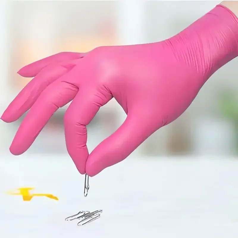 قفازات نيتريل فوشيا للاستخدام  - مراجعة Latex Disposable Glove وسعره