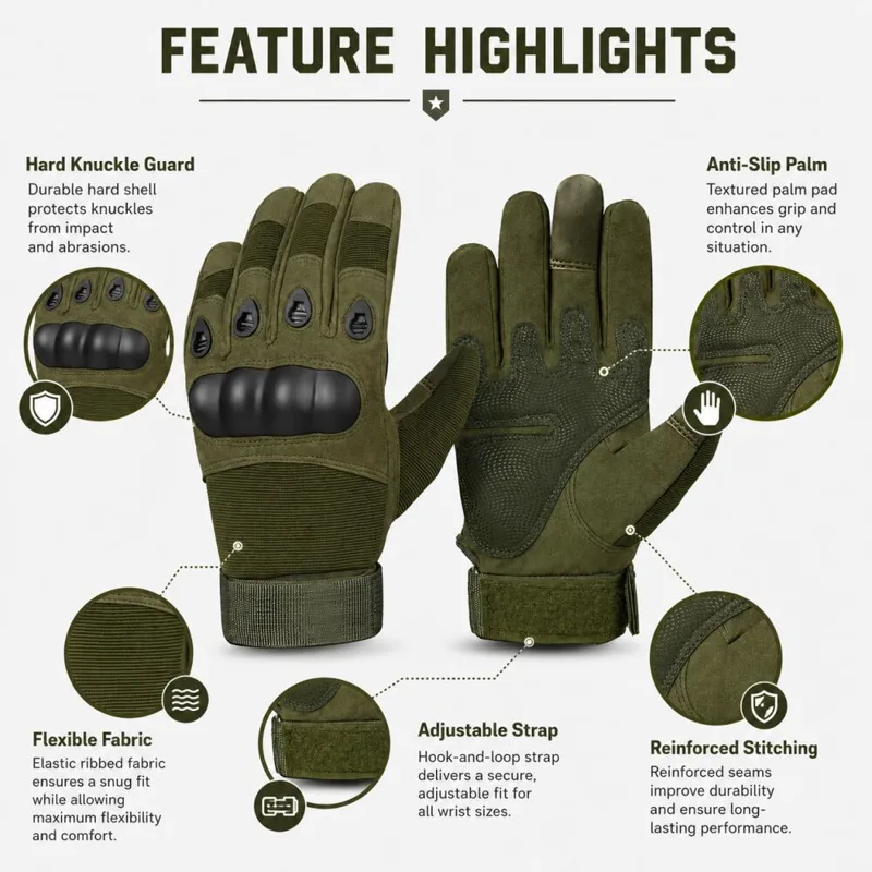قفازات تكتيكية كاملة الأصابع م - مراجعة Motorcycle Glove Knuckle وسعره