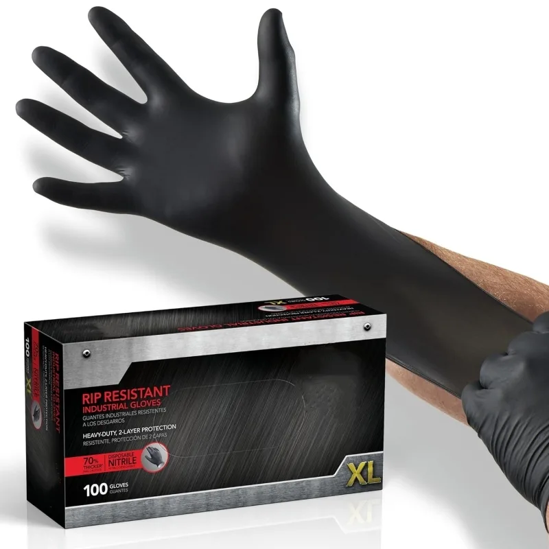 100 قطعة قفازات نتريل سوداء لل - مراجعة Nitrile Mechanic Glove وسعره