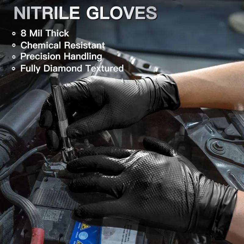 8Mil سميكة الثقيلة قفازات العم - مراجعة Nitrile Mechanic Glove وسعره